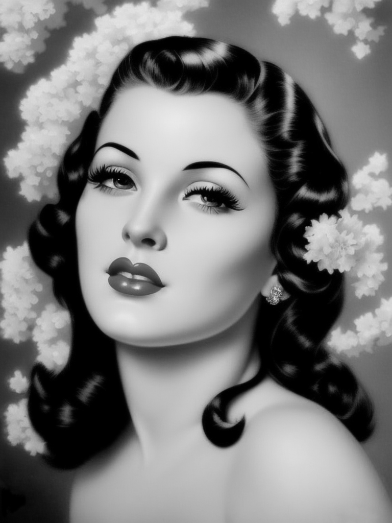 Pin Up in bianco e nero creata con Stable Diffusion